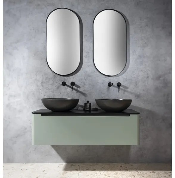 Sapho - Umývadlo na dosku TURF, priemer 44 cm, betón/čierny granit