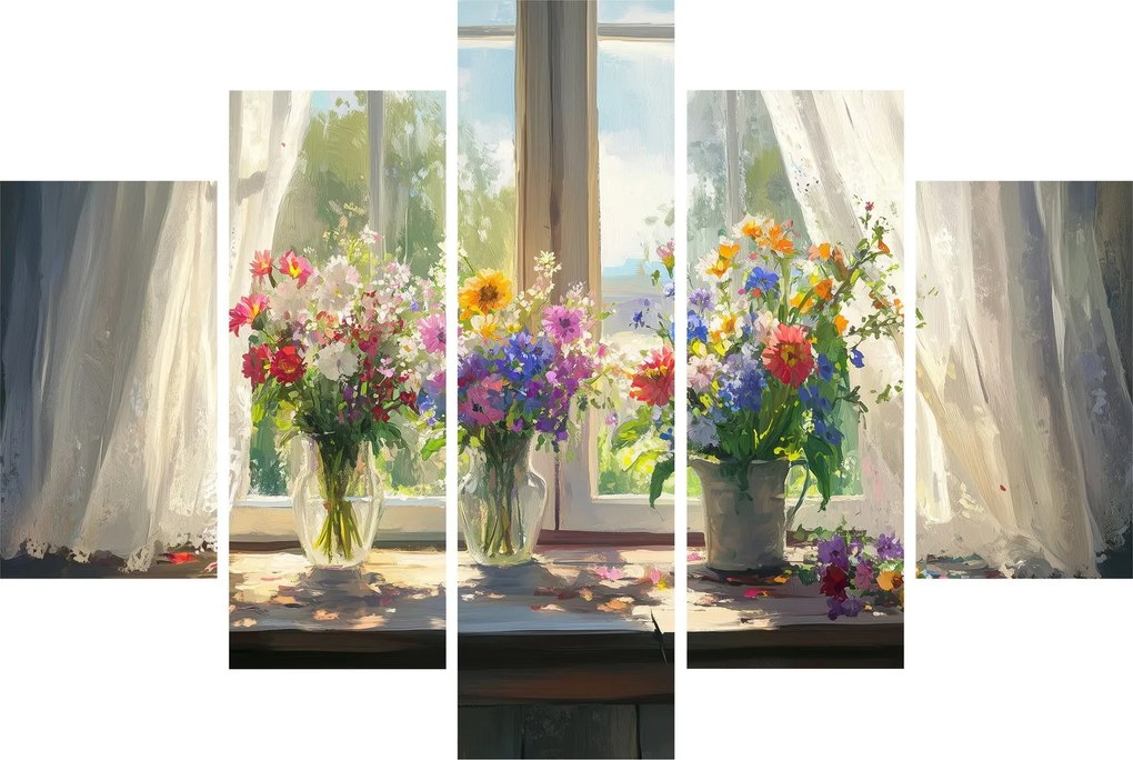 Obraz - Kytica pri okne (150x105 cm)