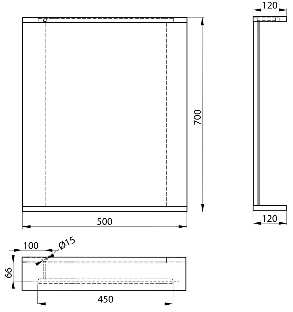 Aqualine Aqualine, KORIN STRIP zrkadlo s LED osvetlením 50x70x12cm, dub platin, KO995S