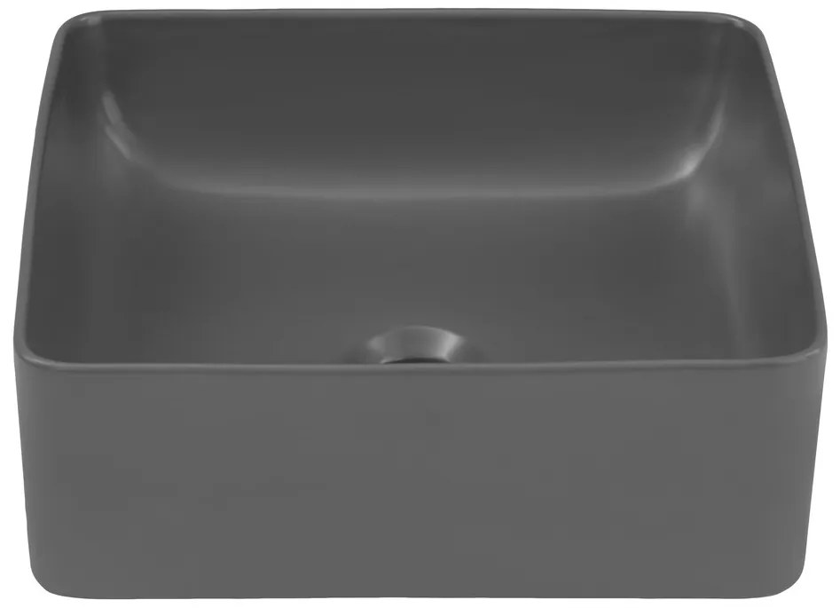 Súprava keramického umývadla na dosku a výpuste Slim 40 cm tmavosivá