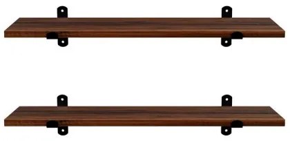 Sada 2x nástenných políc SHELFY hnedá/čierna