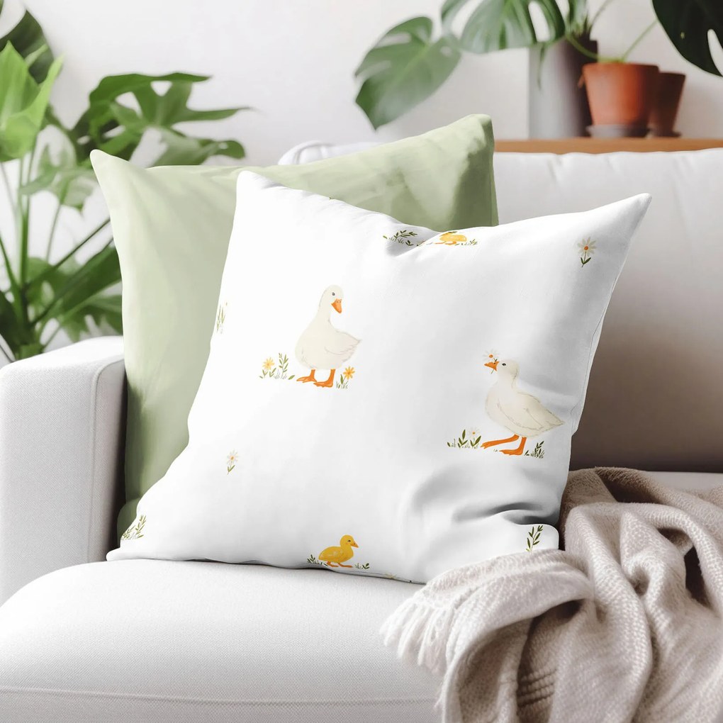 Goldea veľkonočná bavlnená obliečka na vankúš - kačice 70 x 90 cm