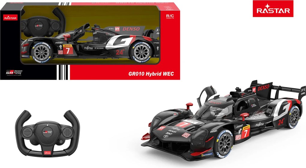 Toyota GAZOO Racing GR010 Hybrid čierne RASTAR 1:14 RC auto na diaľkové ovládanie + ovládač 2,4 GHz