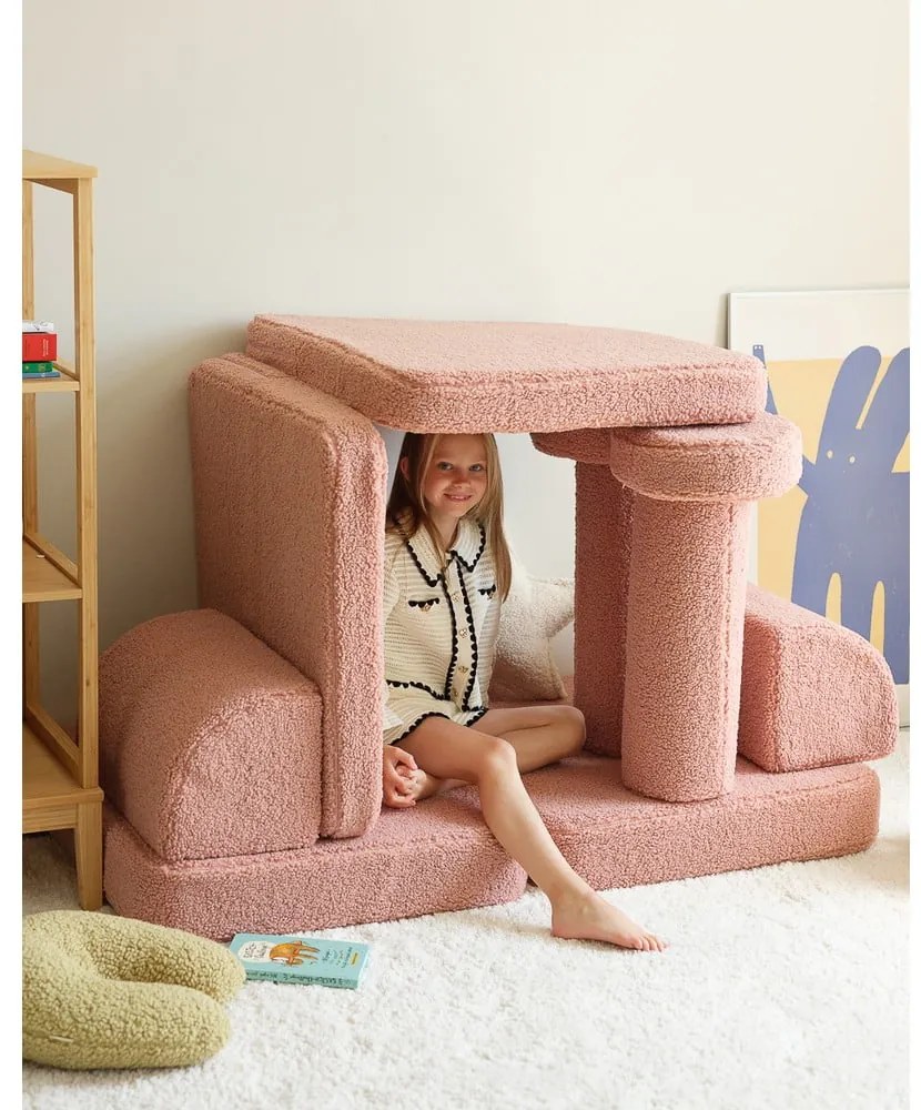Ružová detská pohovka z textílie buklé 132 cm Settee – Wigiwama