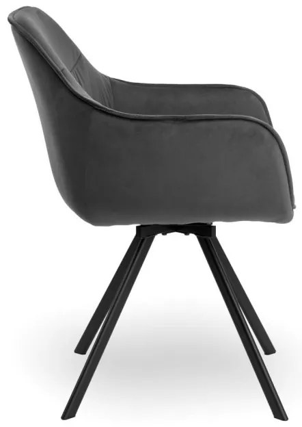 Jedálenská stolička SYDNEY zamatová, grafitová