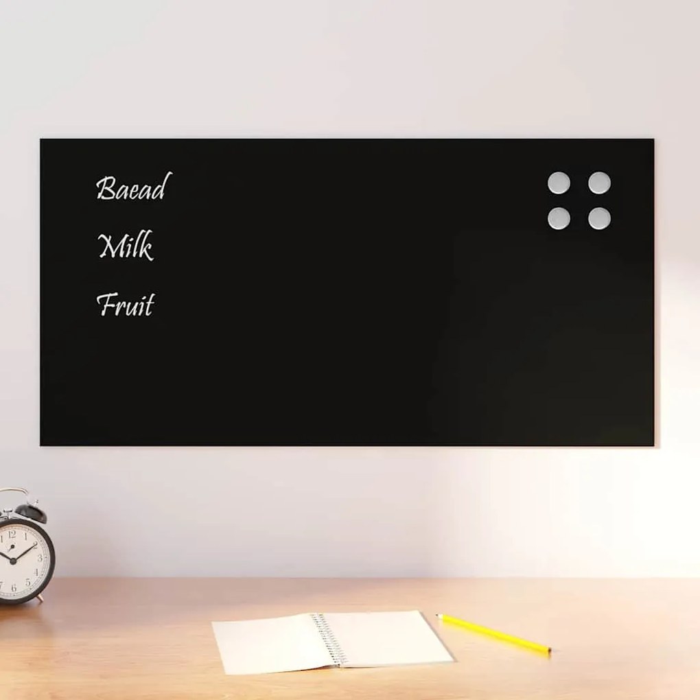 Nástenná magnetická tabuľa čierna 80x40 cm tvrdené sklo 4008609