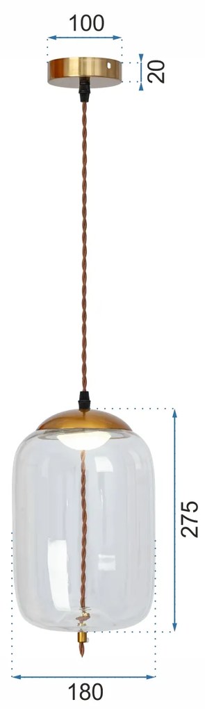 Stropné LED svietidlo HOVER typ A - 5W - rose gold / modré