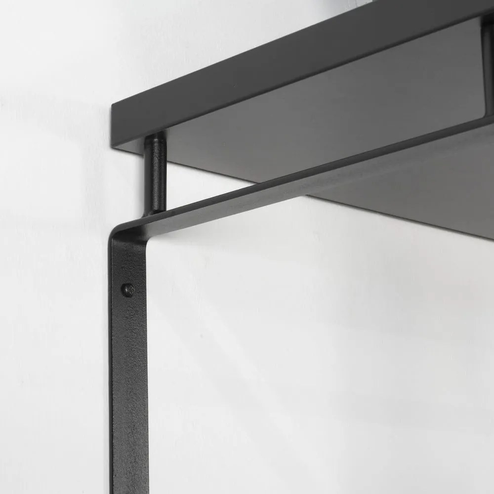 Čierny kovový nástenný vešiak s poličkou 70 cm Rex – Spinder Design