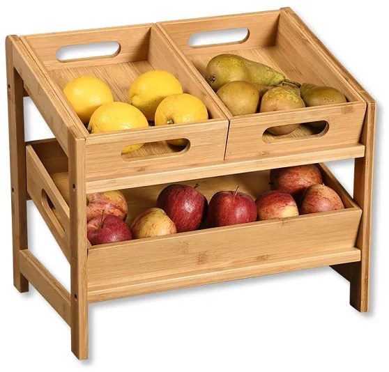 Kesper Bambusový regál, debničky na ovocie a zeleninu, 2-poschodový