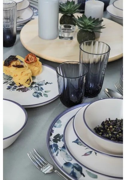 Jedálenská súprava 24 ks biela/modrá/keramika