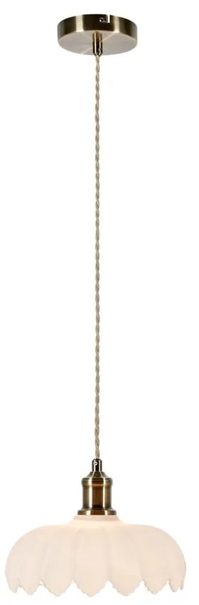 Závesné svietidlo so skleneným tienidlom v bielo-mosadzovej farbe ø 25,5 cm Kurage – Markslöjd