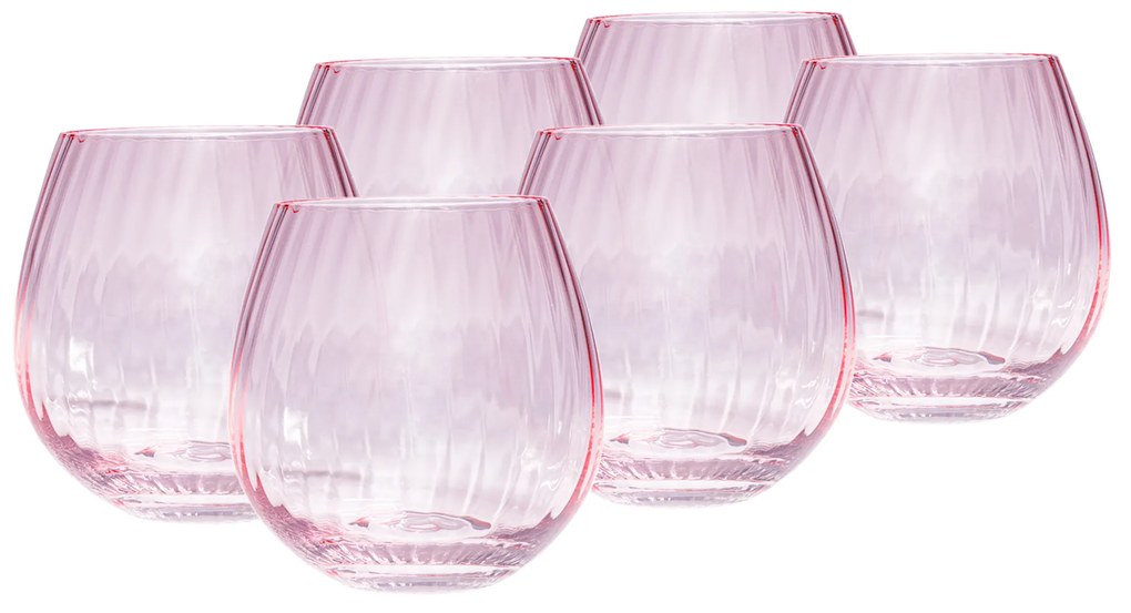 Poháre na vodu, set 6 ks, 350 ml, ružová, CELESTE TYP 2