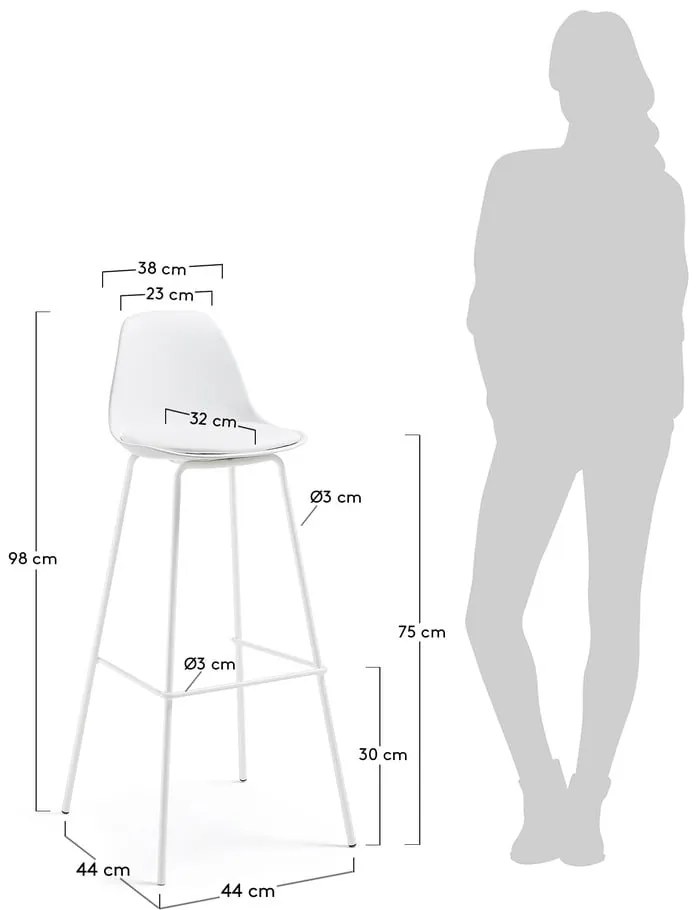 Biela barová stolička z imitácie kože (výška sedadla 75 cm) Brighter – Kave Home