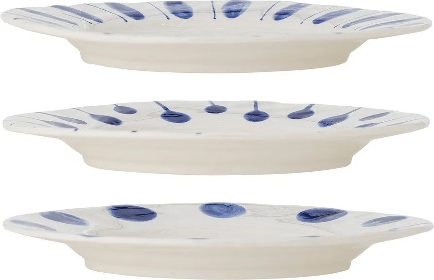 Biele/modré kameninové taniere v súprave 3 ks ø 28 cm Linora – Bloomingville