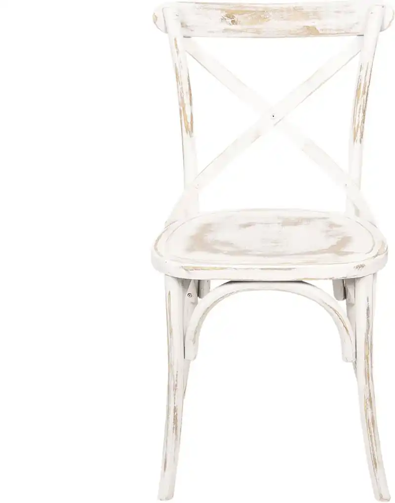 Biela drevená stolička s patinou Retro - 46 * 42 * 87 cm | Biano