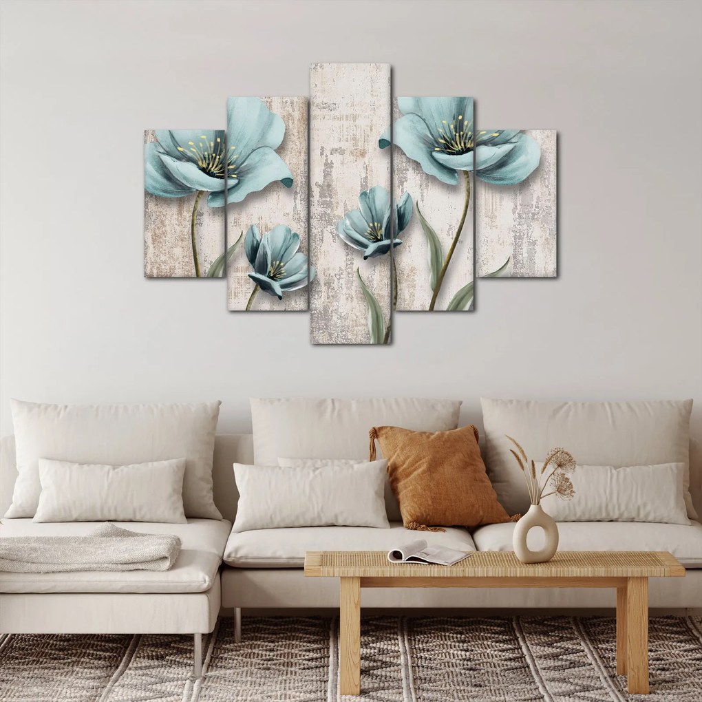 Obraz - Kvety na textúre (150x105 cm)