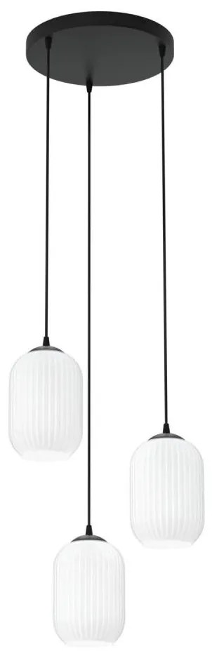 Luster na lanku VERDI 3xE27/15W/230V pr. 30 cm čierna/biela