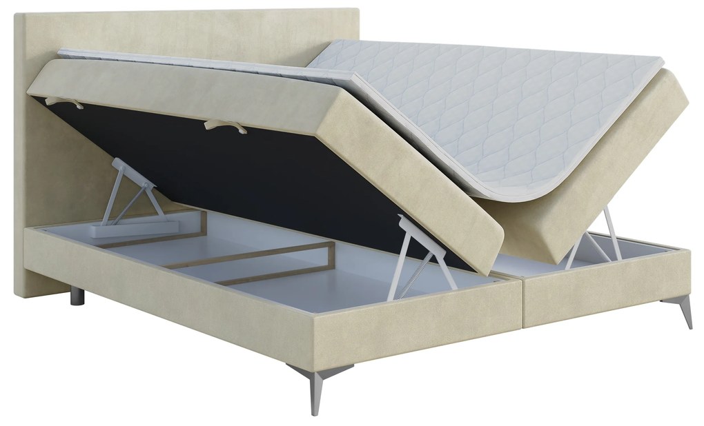 Jednolôžková posteľ Boxspring 120 cm Ricky (svetlobéžová) (s matracom a úl. priestorom). Vlastná spoľahlivá doprava až k Vám domov. 1043429