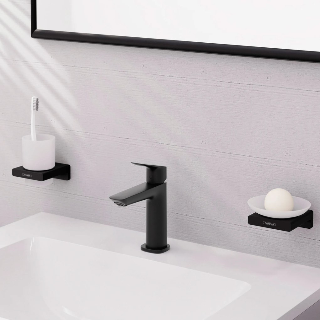 Hansgrohe Logis, páková umývadlová batéria 110 Fine CoolStart bez odtokovej súpravy, čierna matná, HAN-71255670