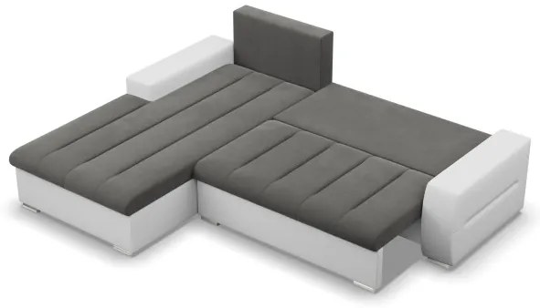 Rohová rozkladacia sedačka AURORA ľavá tmavosivá / biela