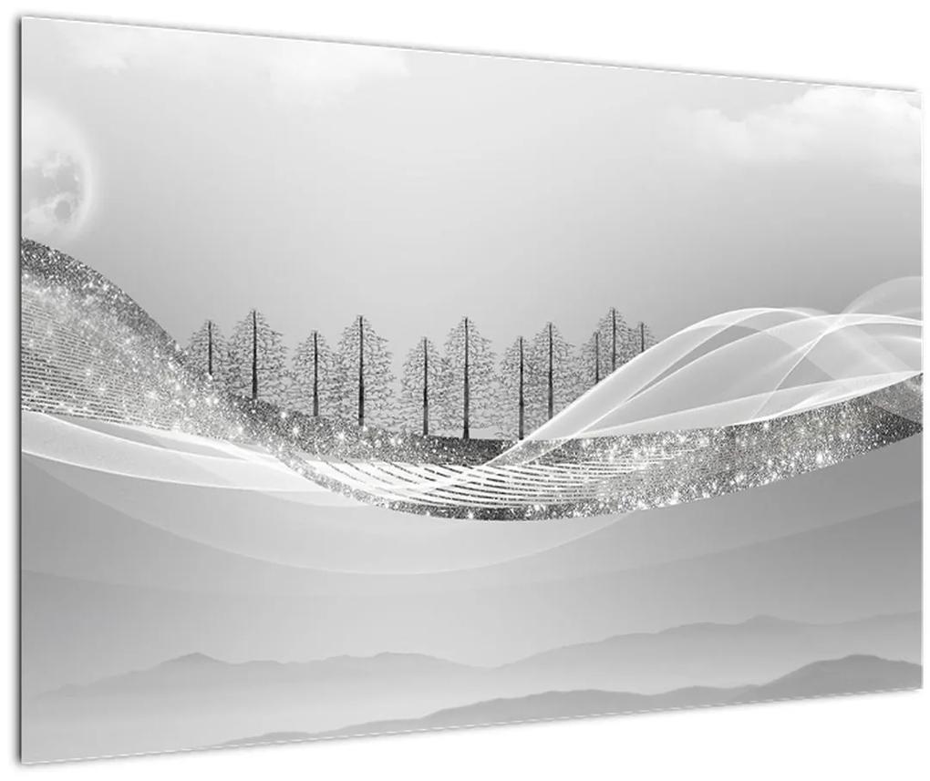 Obraz - Strieborná krajina (90x60 cm)