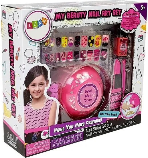 LEAN Toys Sada na maľovanie nechtov lak sušička nálepky rôzne vzory