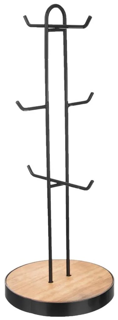 Orion Stojan na hrnčeky, drevený podstavec, háčiky, čierny kov RADKA