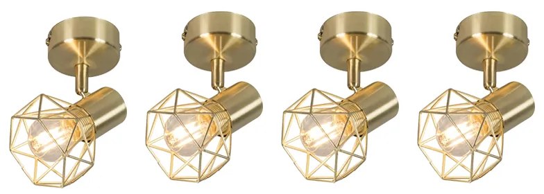 Sada 4 reflektorov Art Deco mosadz otočné a sklápateľné - Mosh