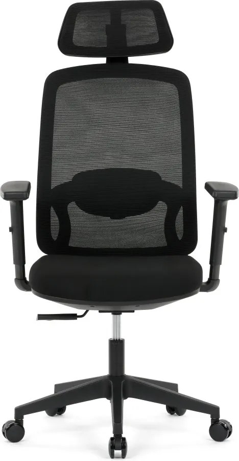 Kancelárska ergonomická stolička NOKA — sieť / látka, čierna