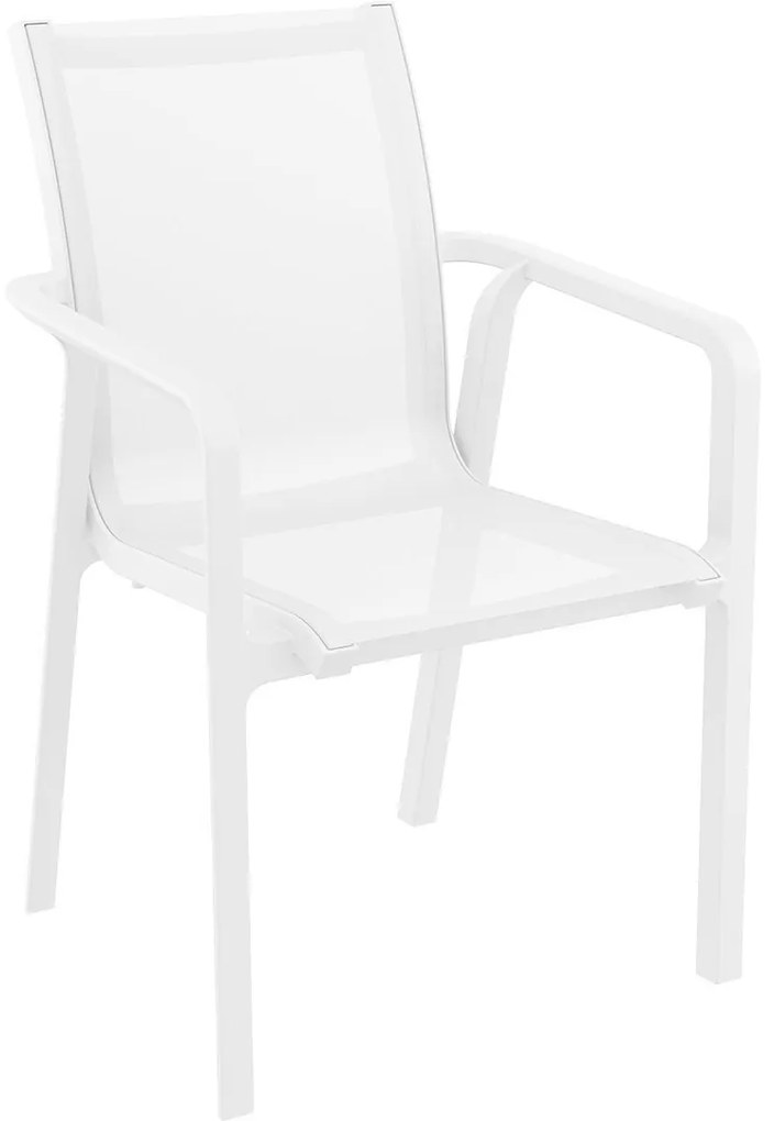 PACIFIC záhradná stolička s podrúčkami white