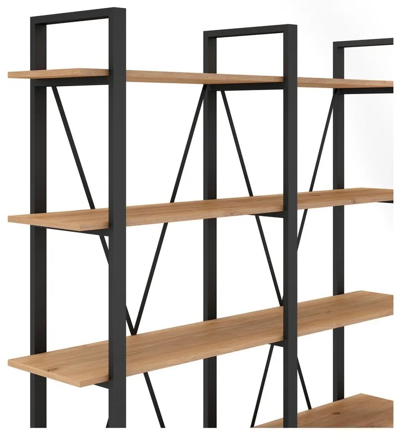 Čierny/prírodný regál v dekore duba 150x180 cm Aviva – Marckeric