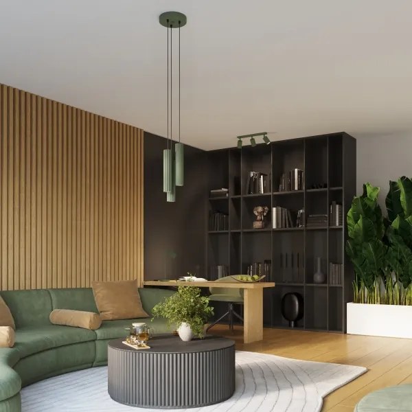 Sollux SL.1619 - Bodové svietidlo KARBON 3xGU10/10W/230V zelená