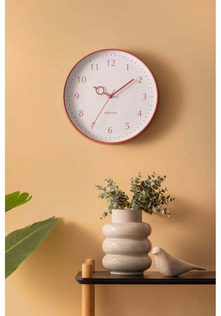 Karlsson 5992RD dizajnové nástenné hodiny červená, pr. 30 cm