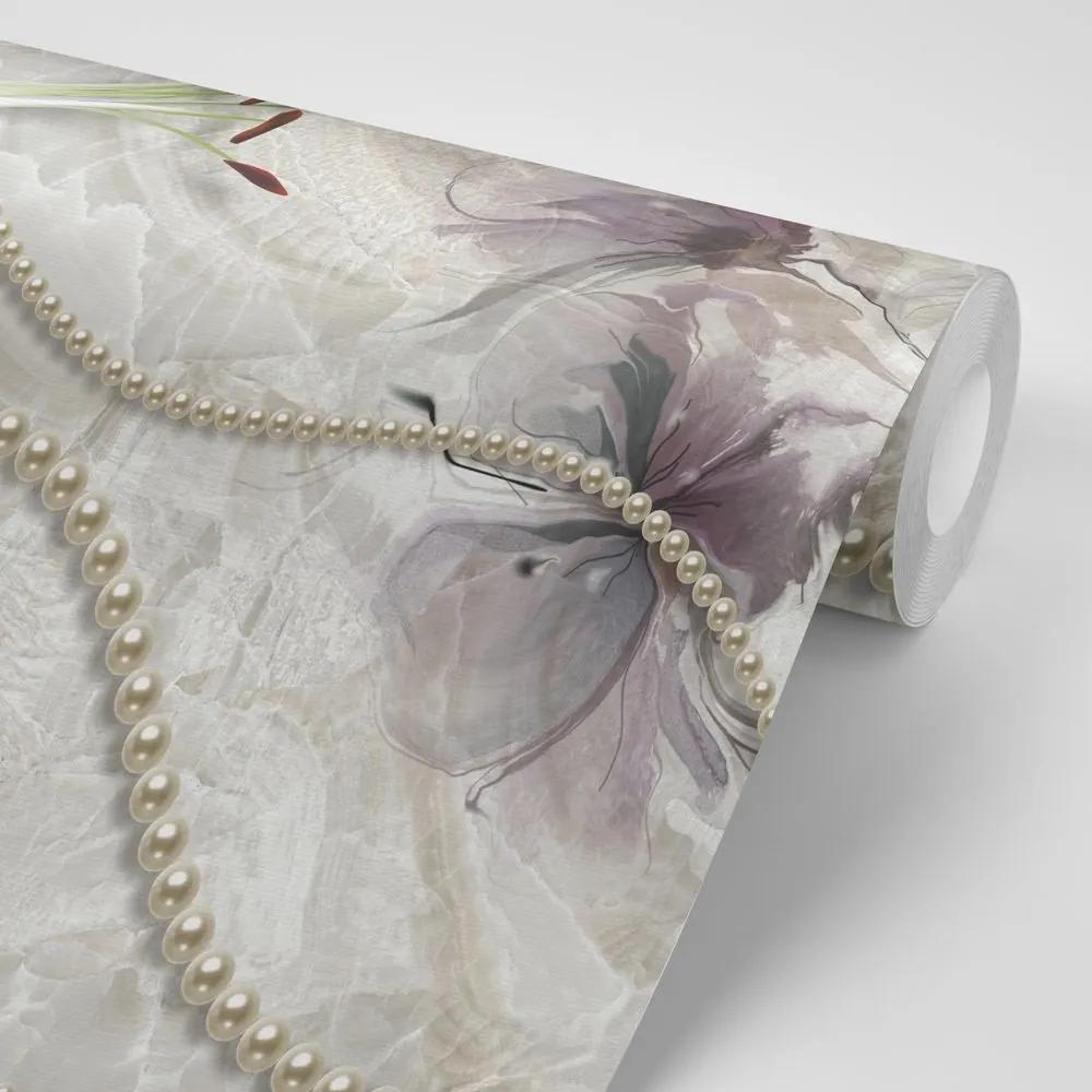 Samolepiaca tapeta krásna ľalia s perlami - 150x100