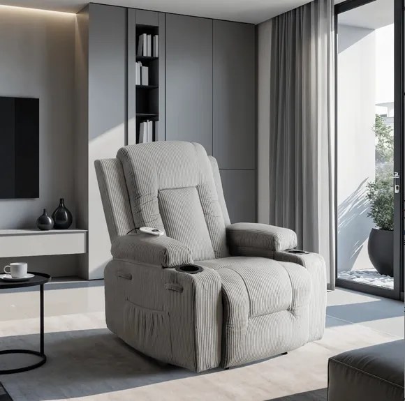 Masážne polohovateľné kreslo ARIEN sivý menšester - vintino.sk