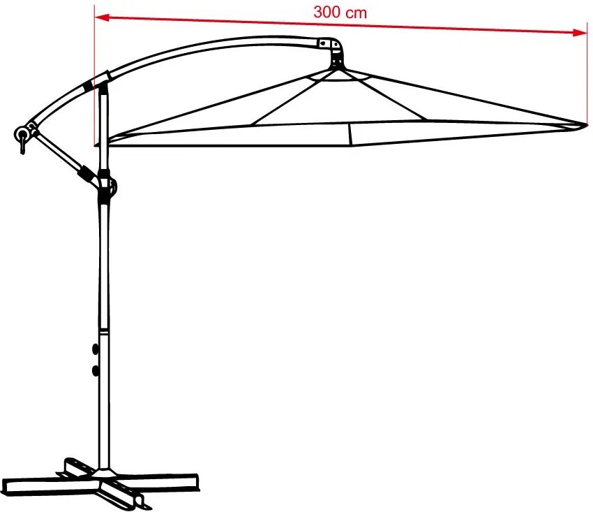 Veľký polohovateľný slnečník AVENBERG SUNNY 300, priemer 3M, sivá