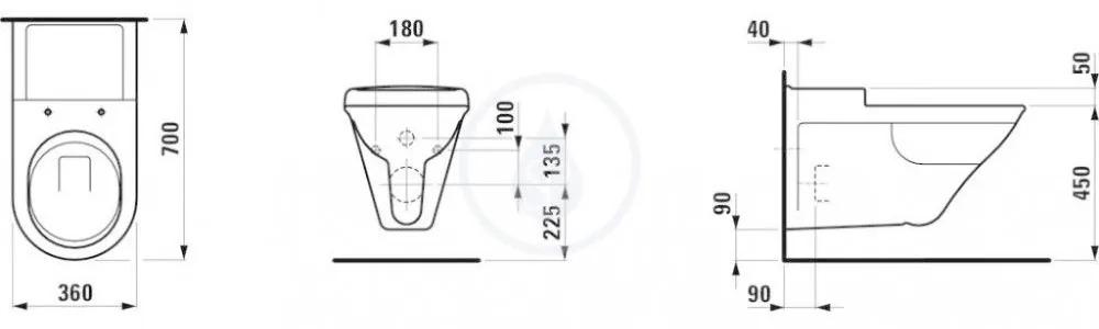 LAUFEN Libertyline Závesné WC, 700 mm x 360 mm, biela H8214700000001