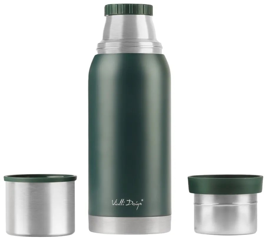 Zelený cestovný termohrnček Vialli Design Fuori, 1 l
