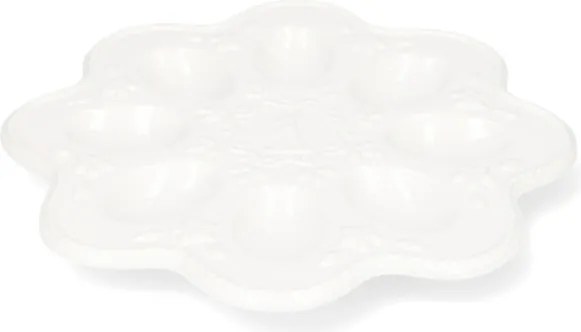 Tanier na vajíčka ADELIA biely, zdobený 965238