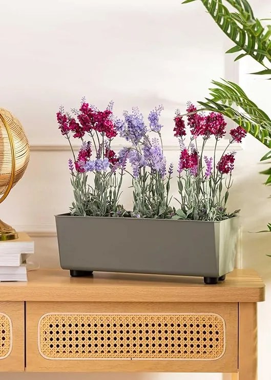 Truhlík s nožičkami Salvia 37,5x17 cm sivo-zelený