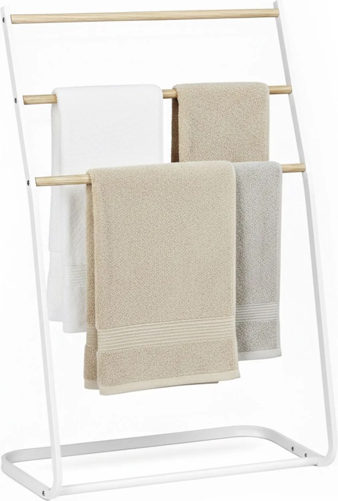 Stojanový kovový vešiak na uteráky RD51854, biela