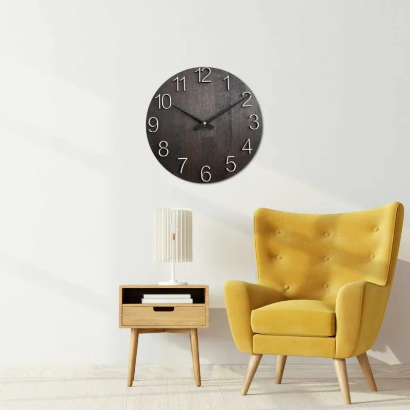 Elegantné nástenné hodiny z masívneho dubu I SENTOP MAS016-OSMO-3169-heads-black