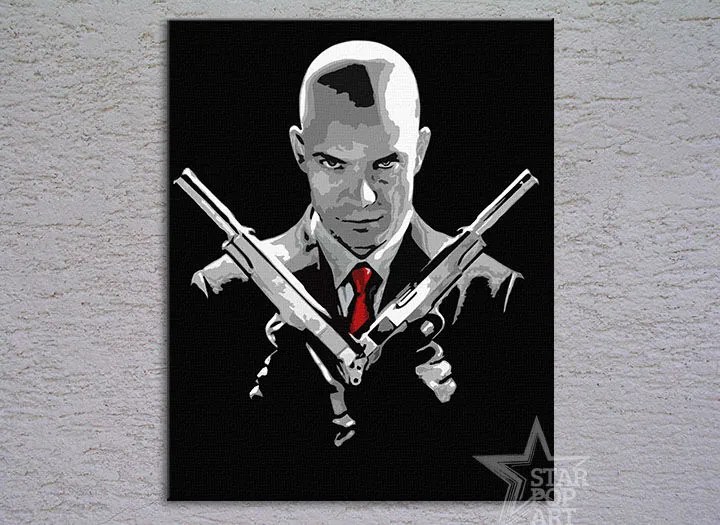 Ručne maľovaný POP Art obraz HITMAN | rôzne rozmery