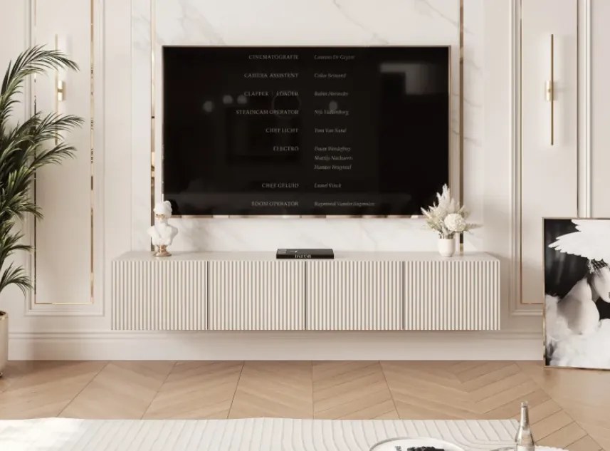 TV skrinka DOROTHY závesná 200cm kašmír drážkovaná