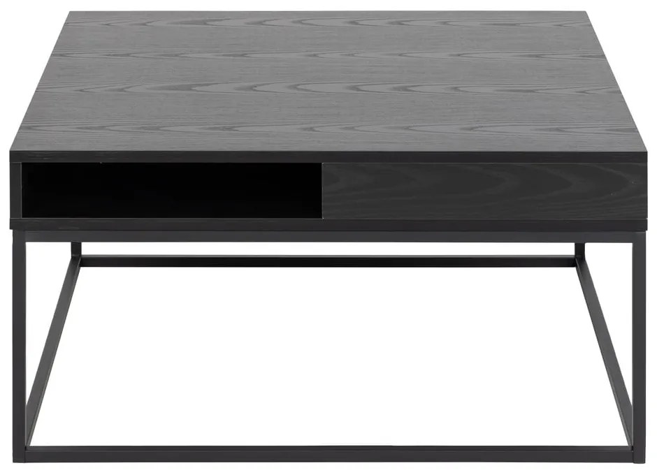 Čierny konferenčný stolík s doskou v dekore jaseňového dreva 80x80 cm Willford – Actona