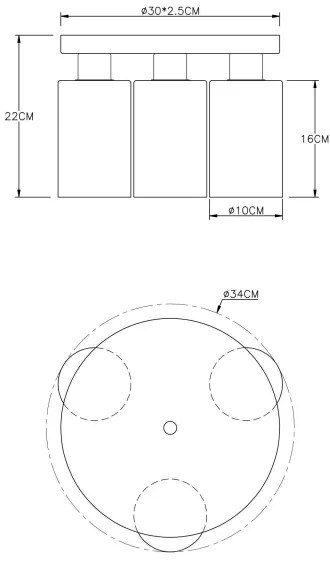 Globo 15465-3D - Stropné svietidlo HADERA 3xE27/60W/230V