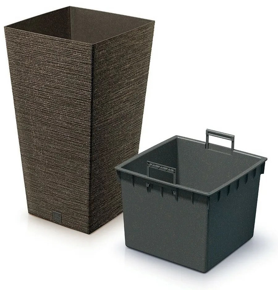 Kvetináč FURU SQUARE ECO WOOD s vložkou 30 c m,tmavohnedý