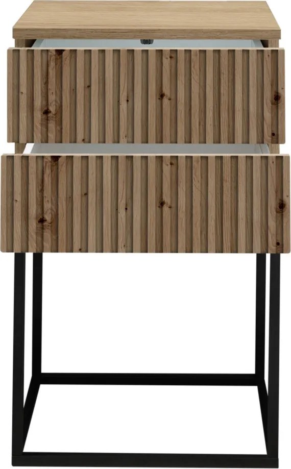 Nočný stolík s 2 zásuvkami Marle, dub artisan