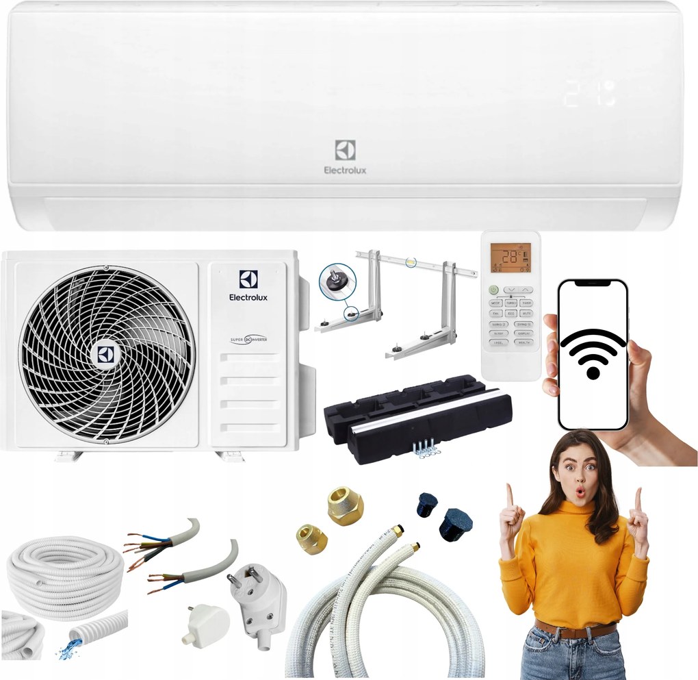 Nástenný klimatizátor Electrolux Hel 3,5 kW 40 m2 WiFi Samostatná Montáž
