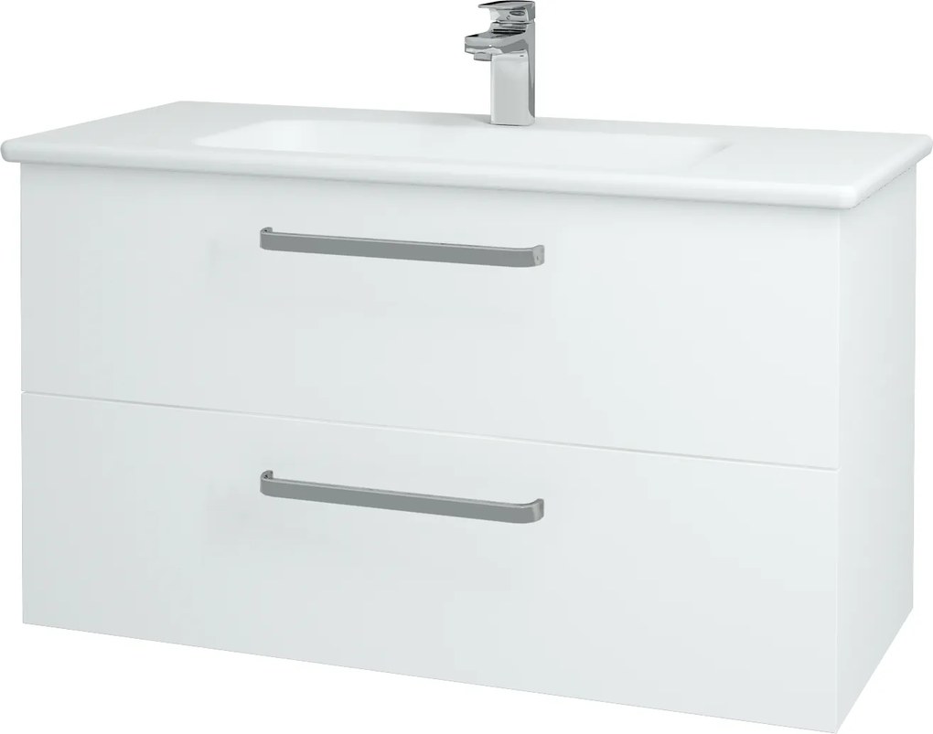Dřevojas - Koupelnová skříň GIO SZZ2 100 - N01 Bílá lesk / Úchytka T01 / L01 Bílá vysoký lesk (130770A)
